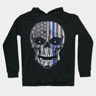 support the thin blue line skull design Hoodie